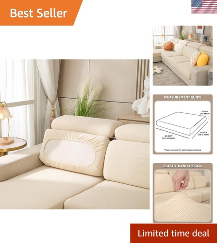 Elegant beige stretch sofa - beige,